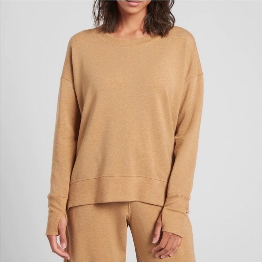 Athleta Balance Pullover Crew Neck Sweater Tuscan Gold Small